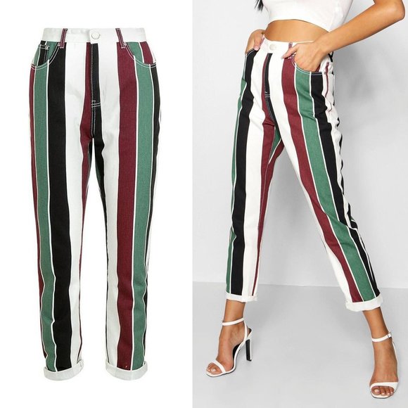 NWT Boohoo Bold Striped Jeans - Picture 1 of 7